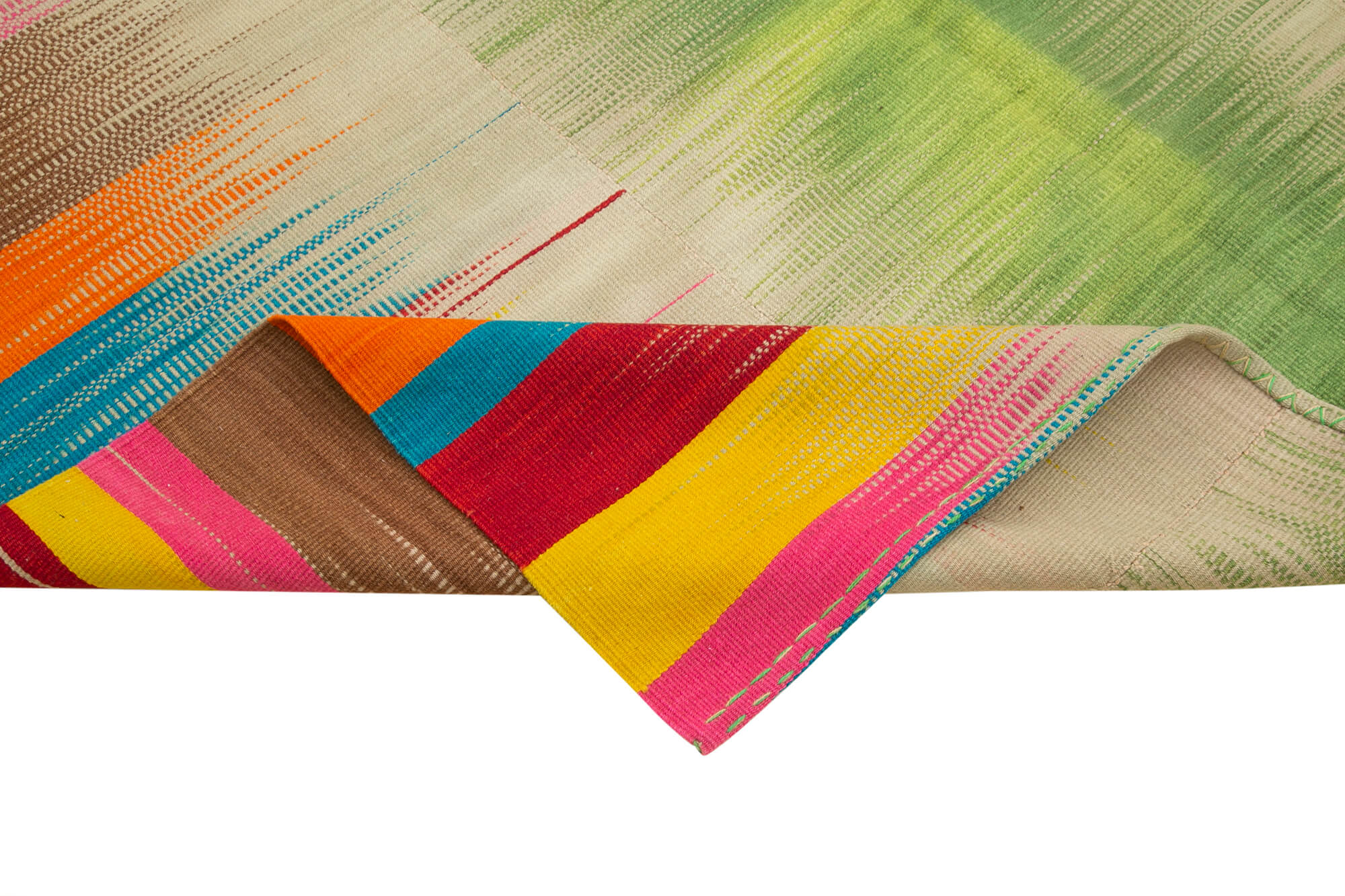 Handmade Wool Area Rug - Vintage Turkish Kilim Carpet | Cotton Wool Rug 6'11''x11'1''