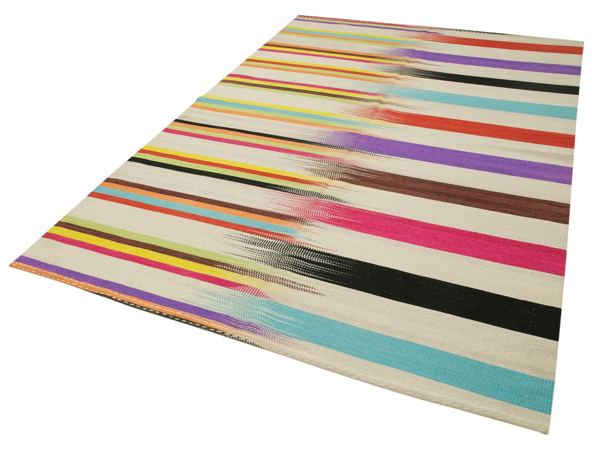 Handmade Cotton Wool Rug – Vintage Kilim Carpet | 5x9 Area Rug, Bohemian Style
