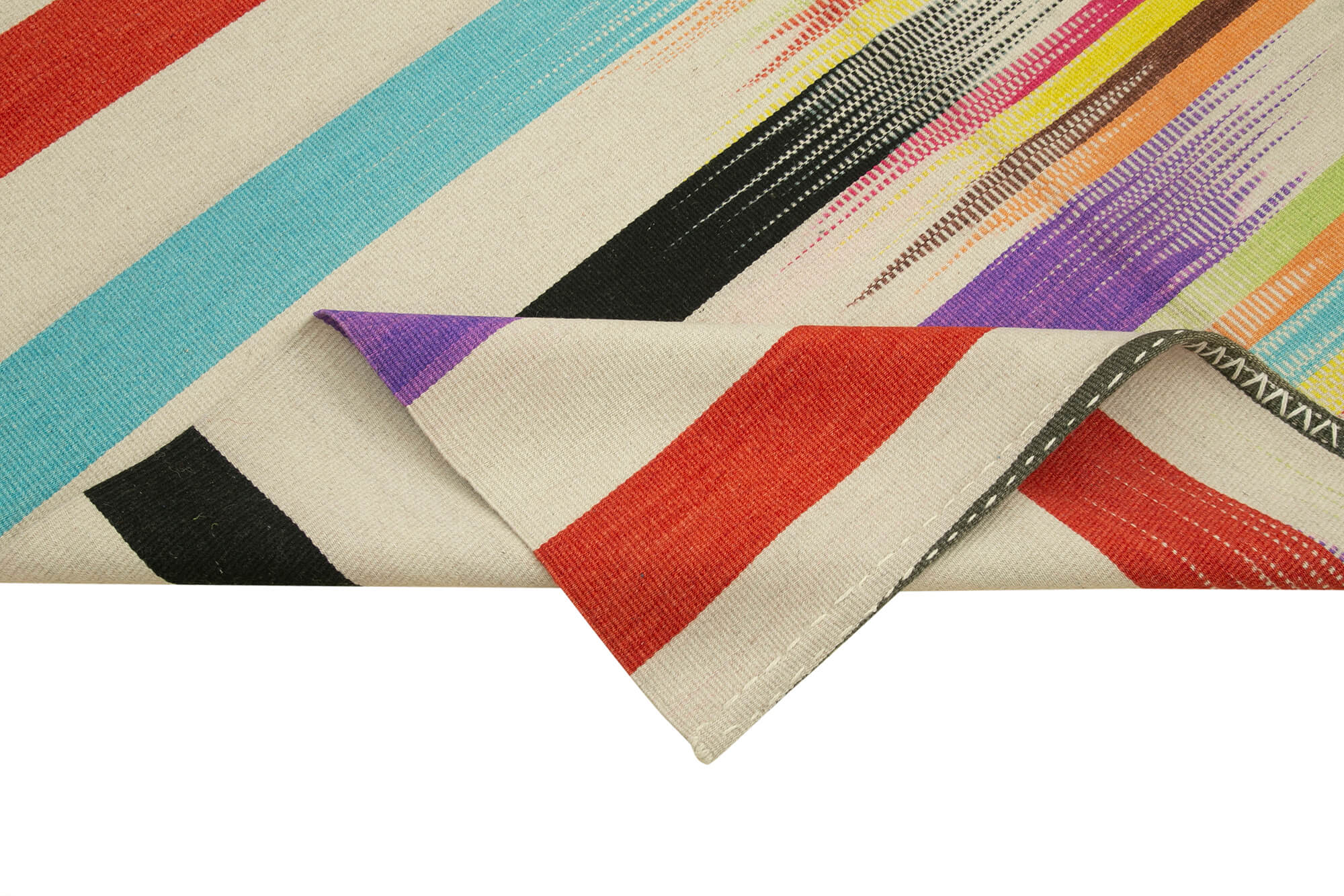 Handmade Cotton Wool Rug – Vintage Kilim Carpet | 5x9 Area Rug, Bohemian Style