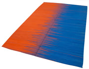 Handmade Cotton Wool Rug – Blue Striped Vintage Turkish Carpet 5'10"x8'8"