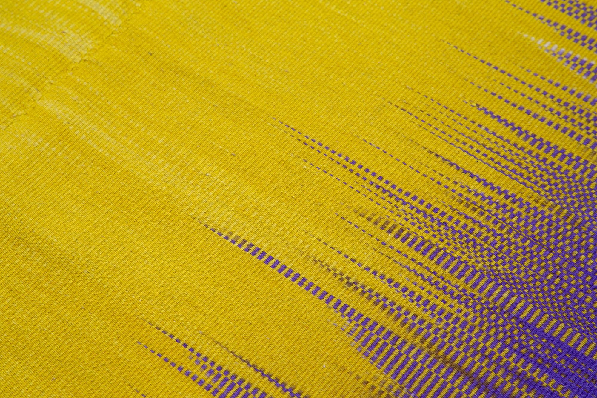 Handmade Area Rug – Purple Striped Kilim Cotton Wool Vintage Turkish Carpet 6'7"x9'3"