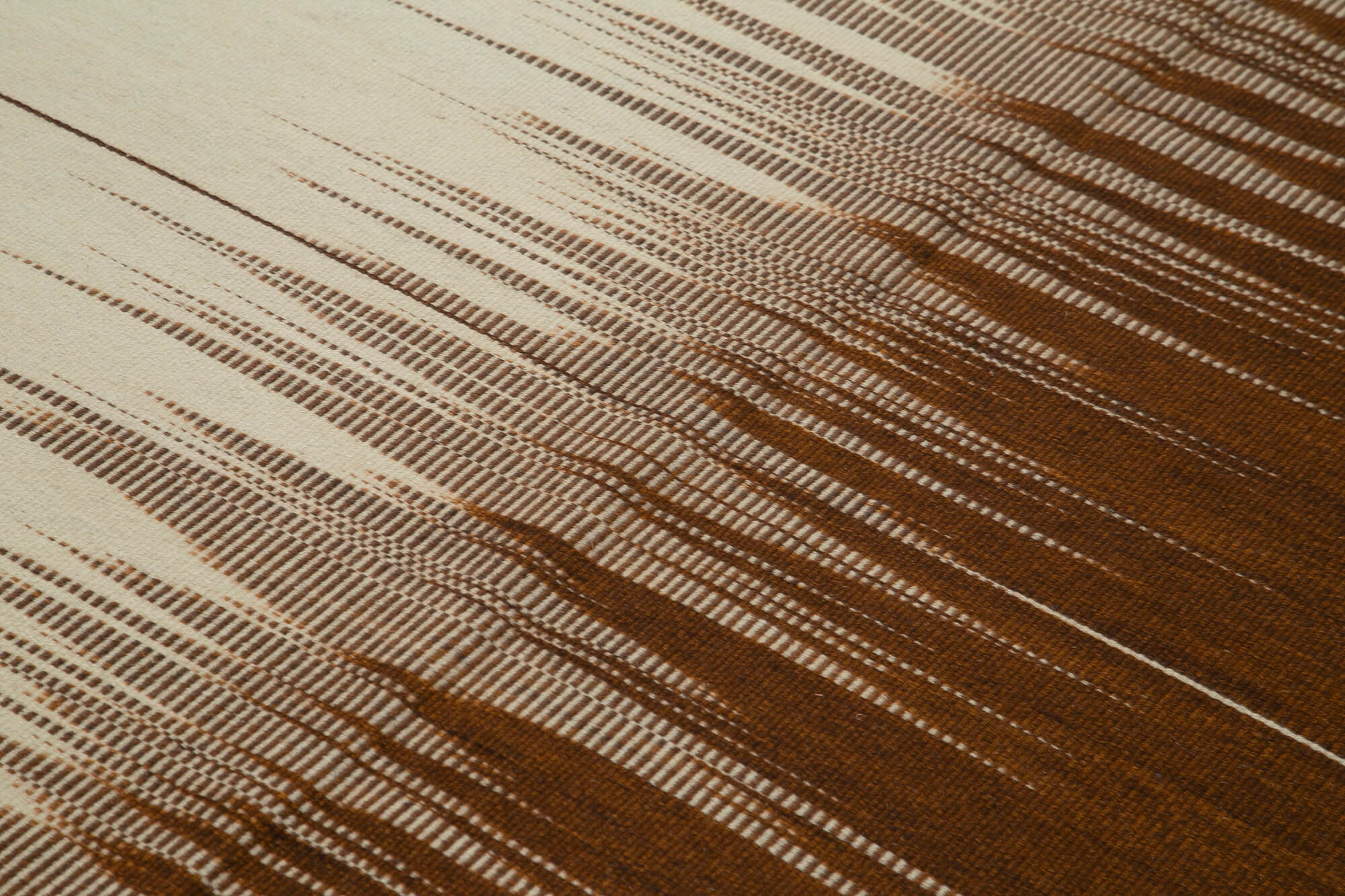 Handmade Area Rug - Brown Striped Kilim Cotton Wool Carpet 5x8 Feet