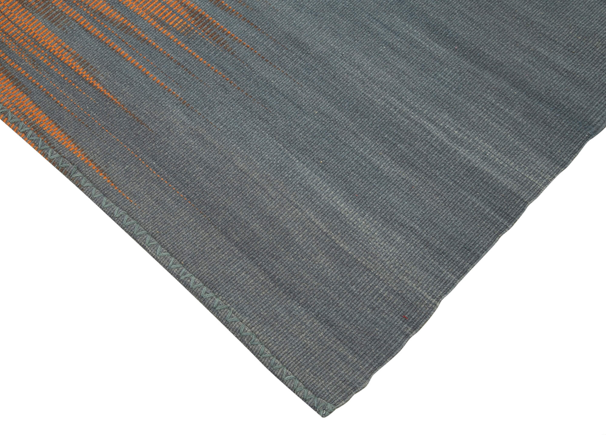 Handmade Area Rug - Orange Striped Cotton Wool Kilim, Vintage Turkish Carpet 5'10''x8'8''