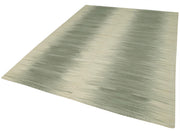 Handmade Area Rug - Green Striped Kilim Cotton Wool Carpet 6'8''x9'1'' Durable Bohemian Decor