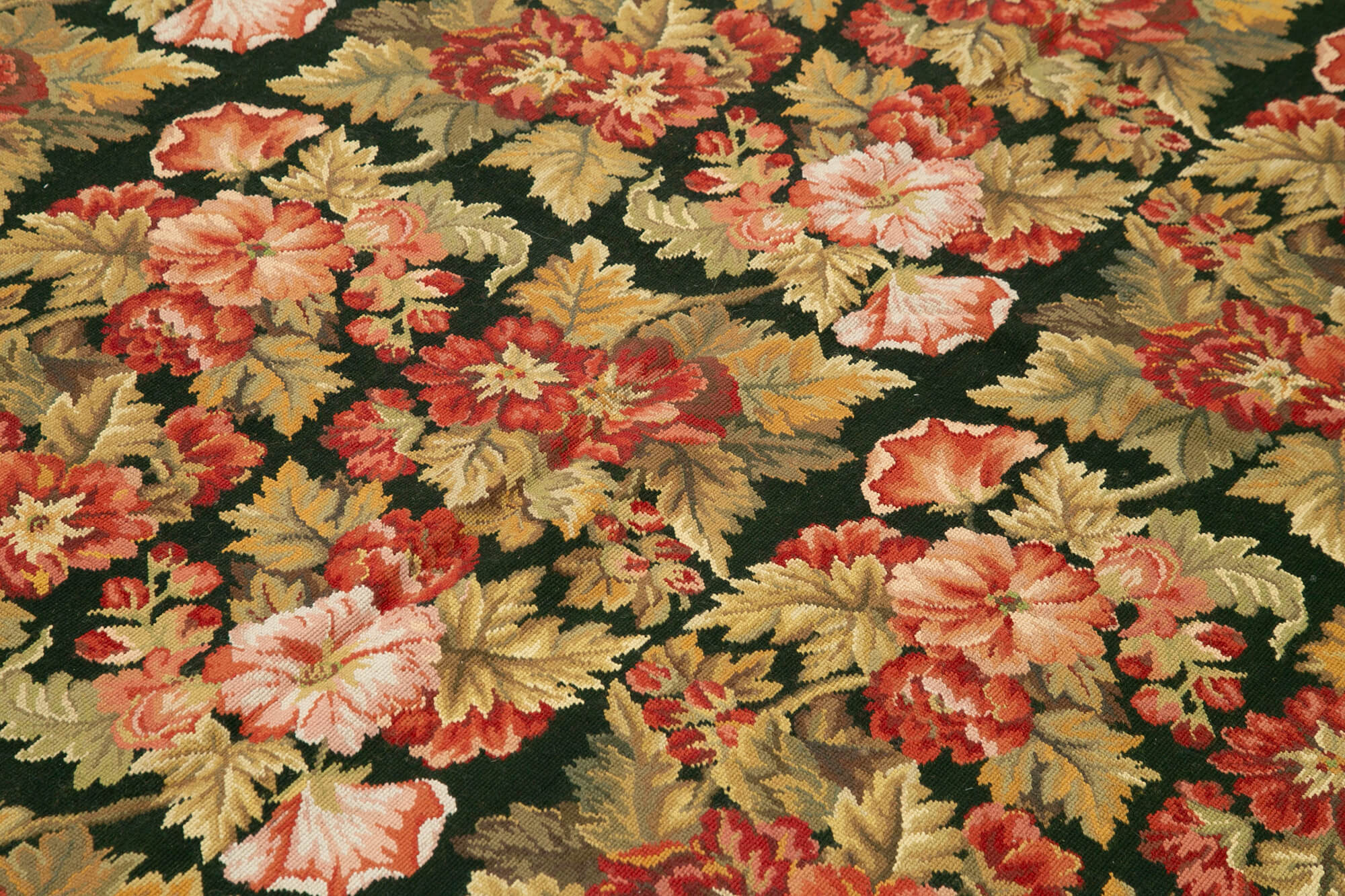 Handmade Wool Area Rug – Brown Floral Cotton Rug 6'0''x9'1'' Vintage Hand Woven