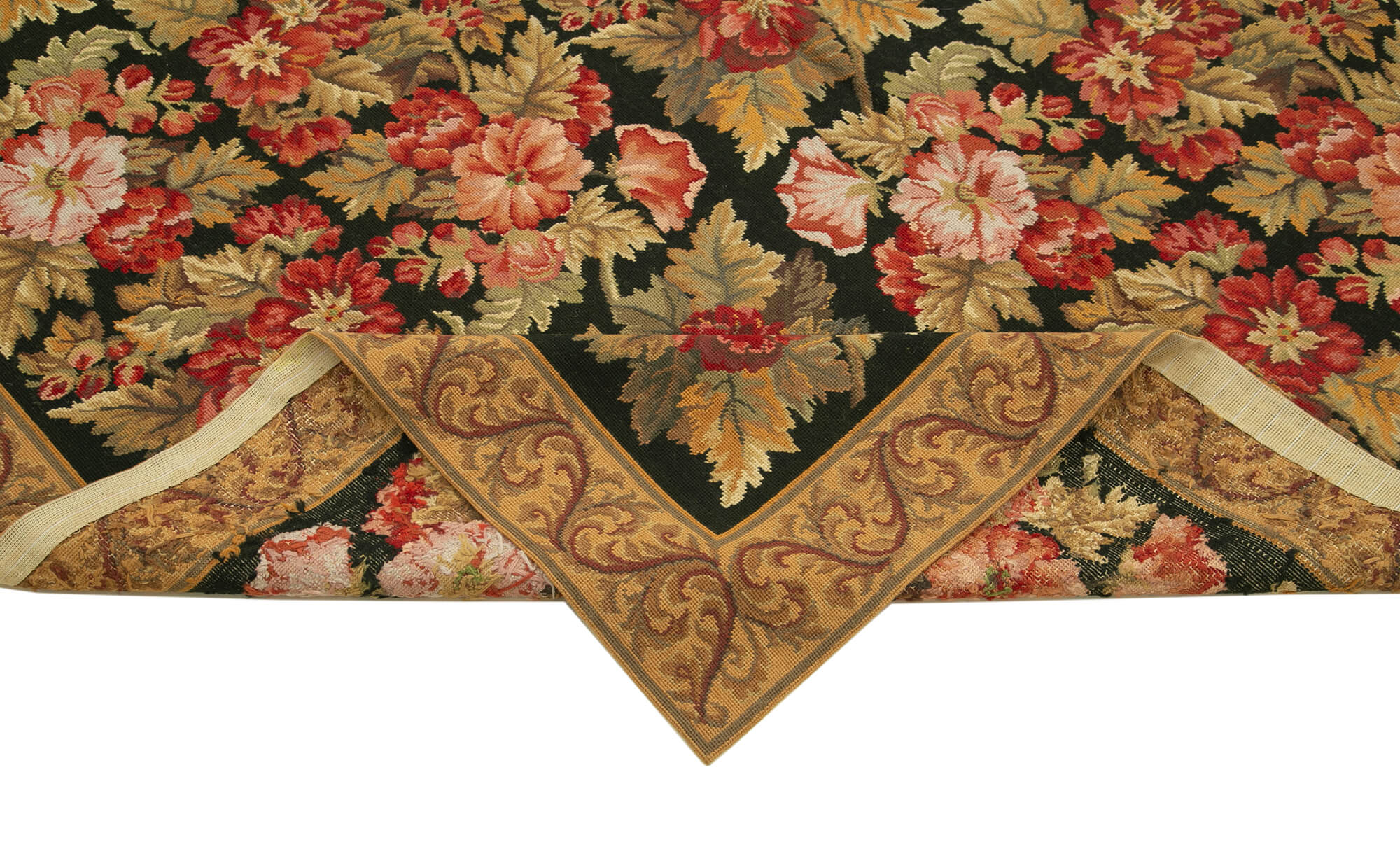 Handmade Wool Area Rug – Brown Floral Cotton Rug 6'0''x9'1'' Vintage Hand Woven