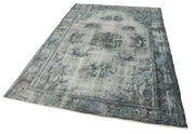 Vintage Handmade Area Rug - Grey Turkish Cotton Wool Rug 5'8''x8'8'' Classic
