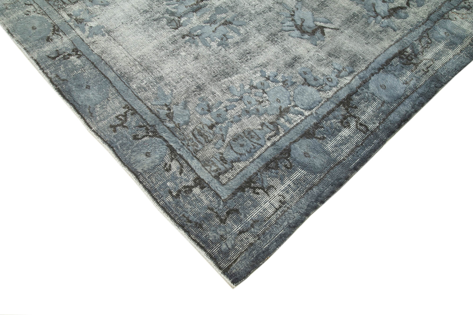 Vintage Handmade Area Rug - Grey Turkish Cotton Wool Rug 5'8''x8'8'' Classic
