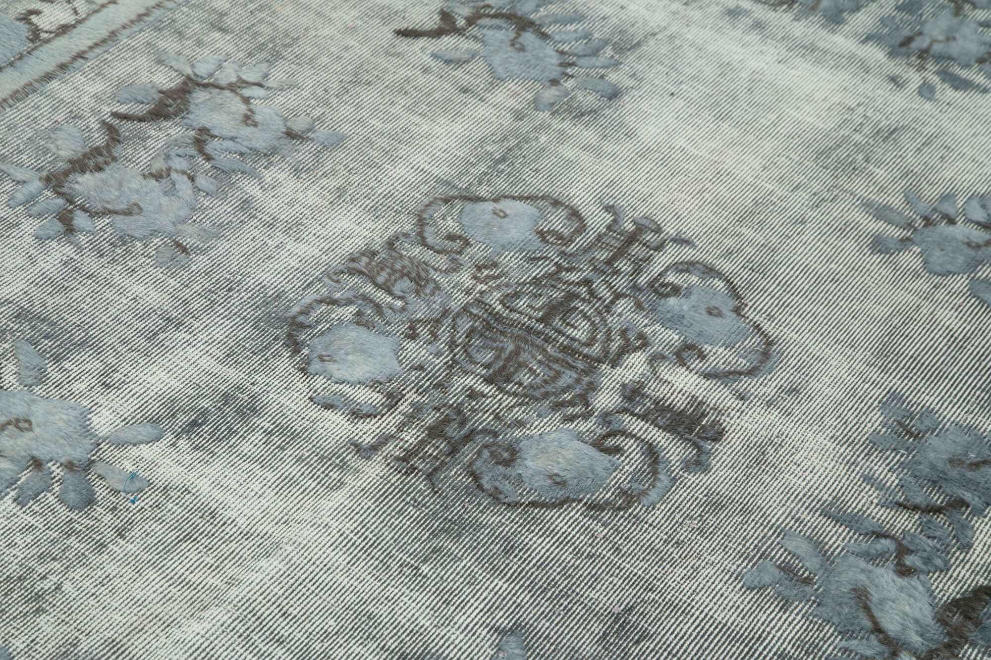Vintage Handmade Area Rug - Grey Turkish Cotton Wool Rug 5'8''x8'8'' Classic