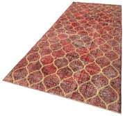 Handmade Geometric Rug - Red Area Rug Cotton Wool Carpet 4'8''x12'4''