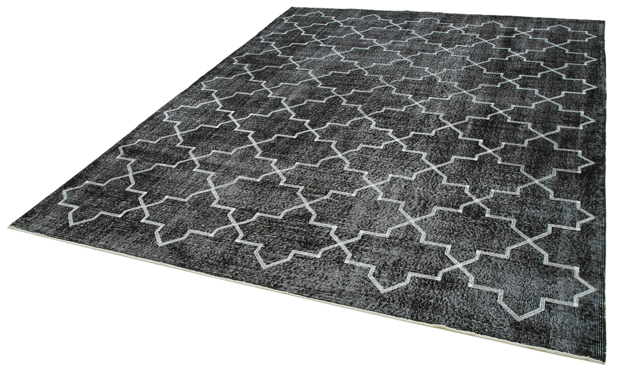 Handmade Geometric Rug - Black Geometric Carpet | Cotton Wool Area Rug 7'7"x9'10"