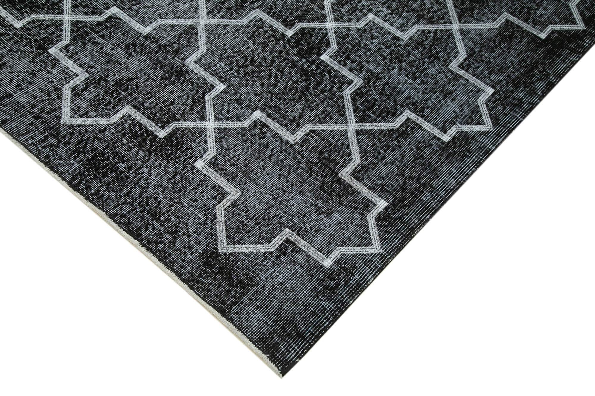 Handmade Geometric Rug - Black Geometric Carpet | Cotton Wool Area Rug 7'7"x9'10"