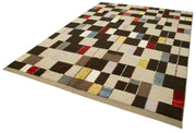 Handmade Wool Area Rug – Geometric Cotton Wool Rug 8x10 Feet Neutral Beige