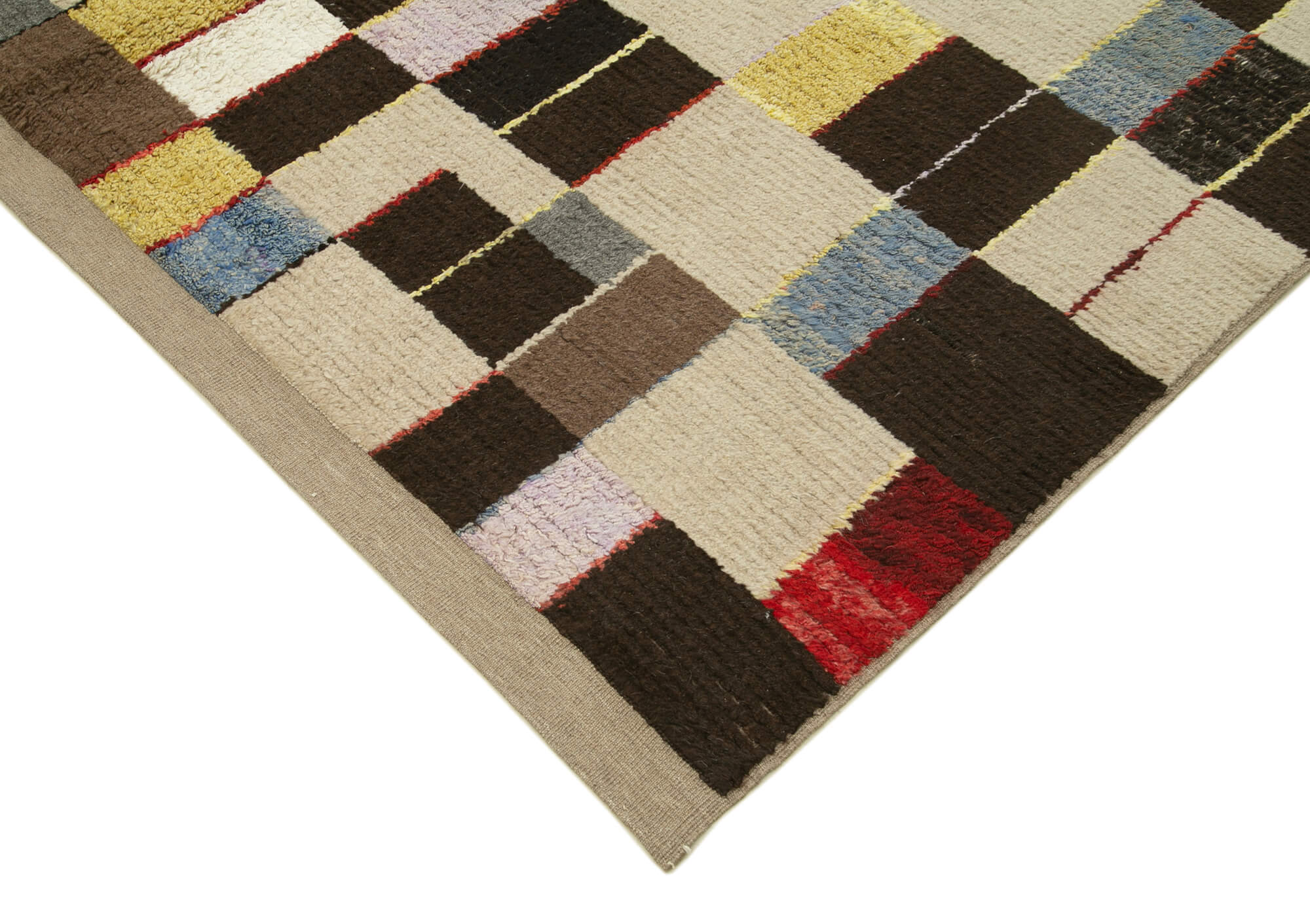 Handmade Wool Area Rug – Geometric Cotton Wool Rug 8x10 Feet Neutral Beige