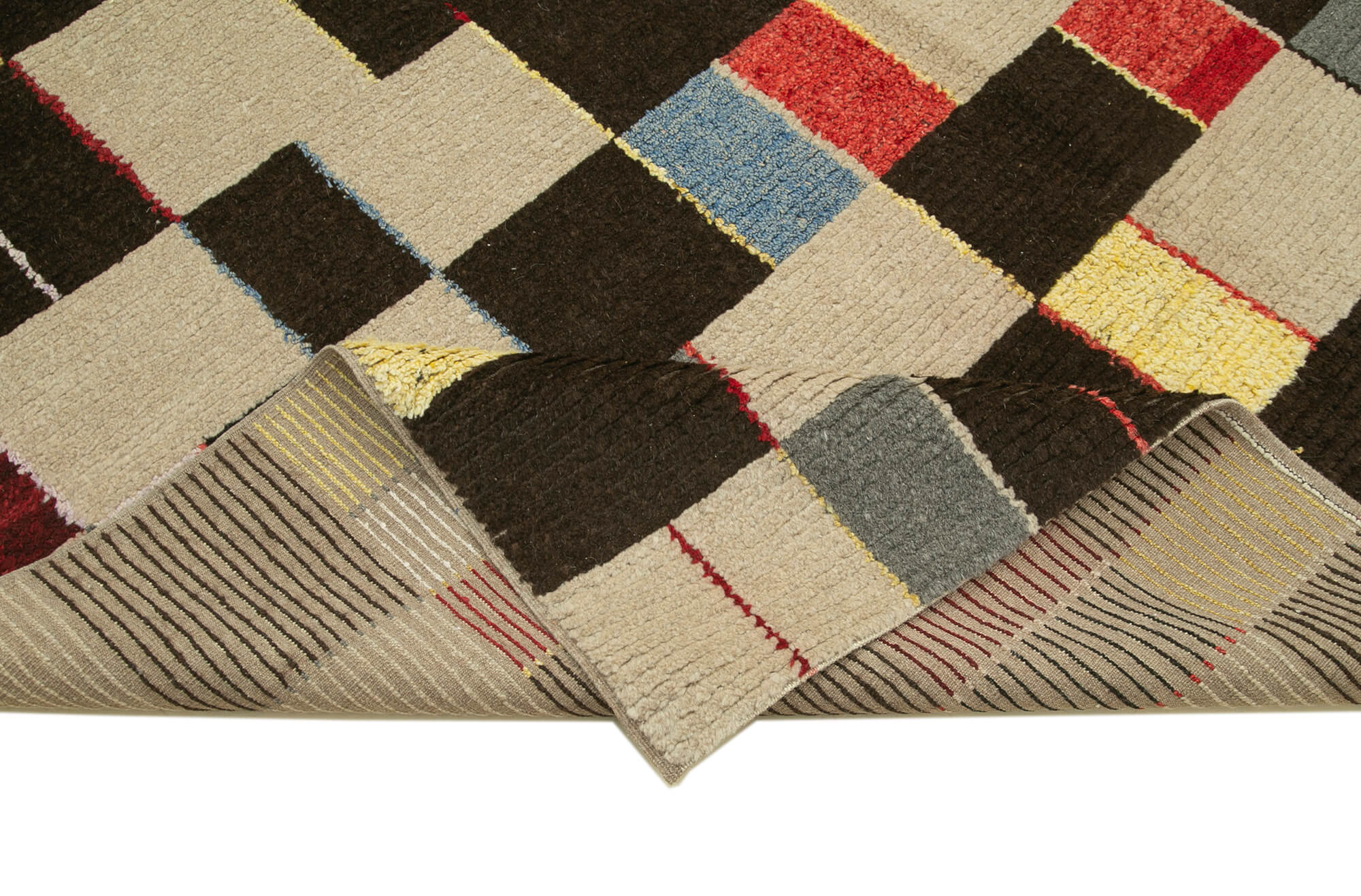 Handmade Wool Area Rug – Geometric Cotton Wool Rug 8x10 Feet Neutral Beige