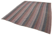 Handmade Area Rug - Brown Striped Cotton Wool Kilim Rug 7x9 Feet by Agacan