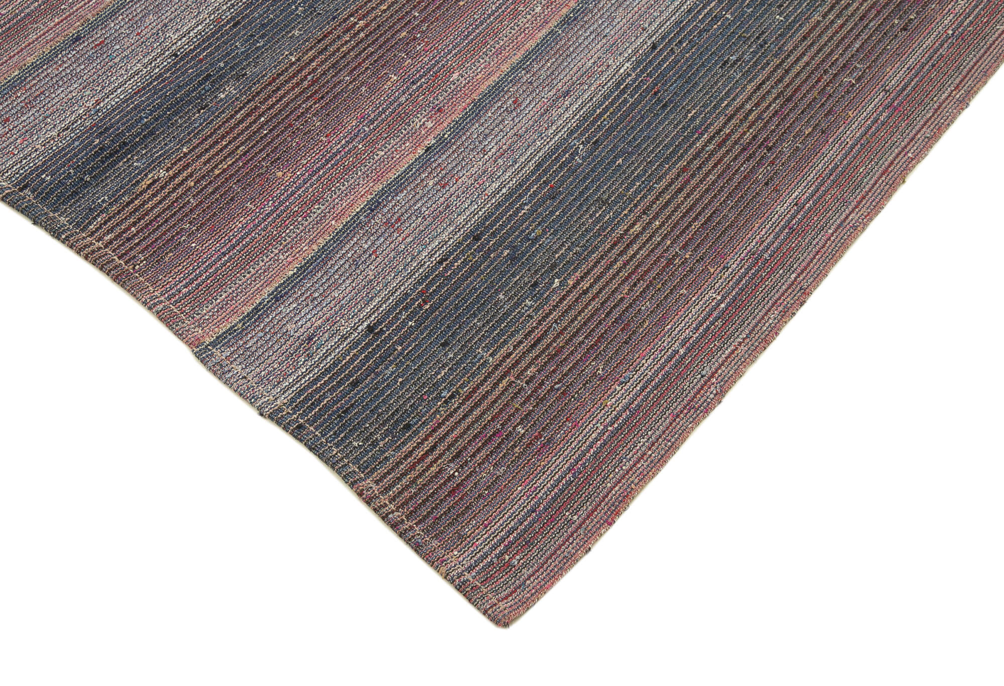 Handmade Area Rug - Brown Striped Cotton Wool Kilim Rug 7x9 Feet by Agacan
