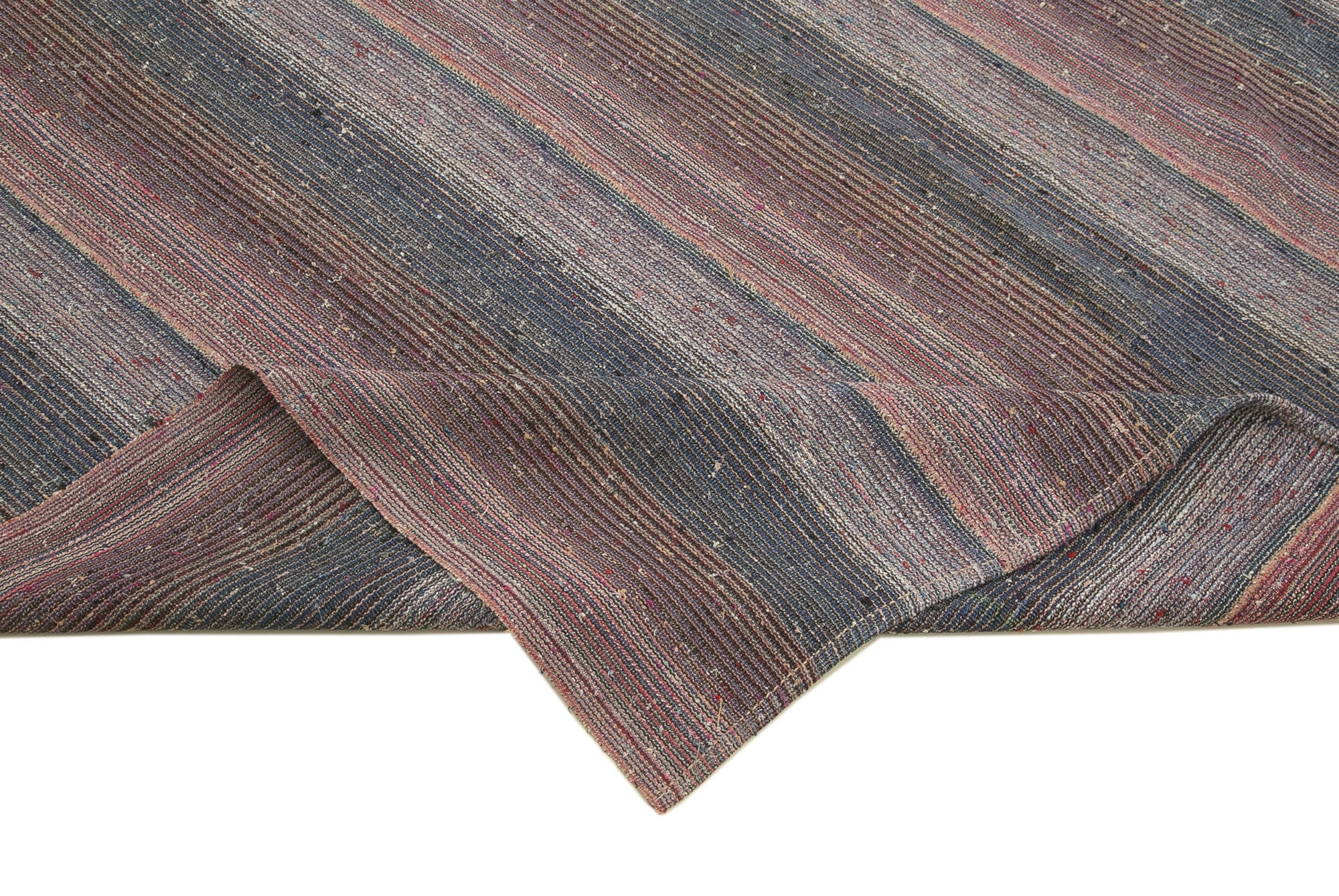 Handmade Area Rug - Brown Striped Cotton Wool Kilim Rug 7x9 Feet by Agacan