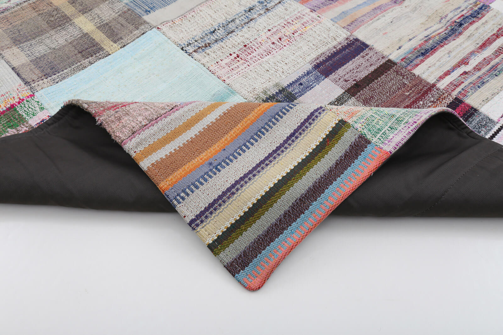Handmade Patchwork Rug - Beige Cotton Wool Area Rug 6'8" x 9'10" Classic Style