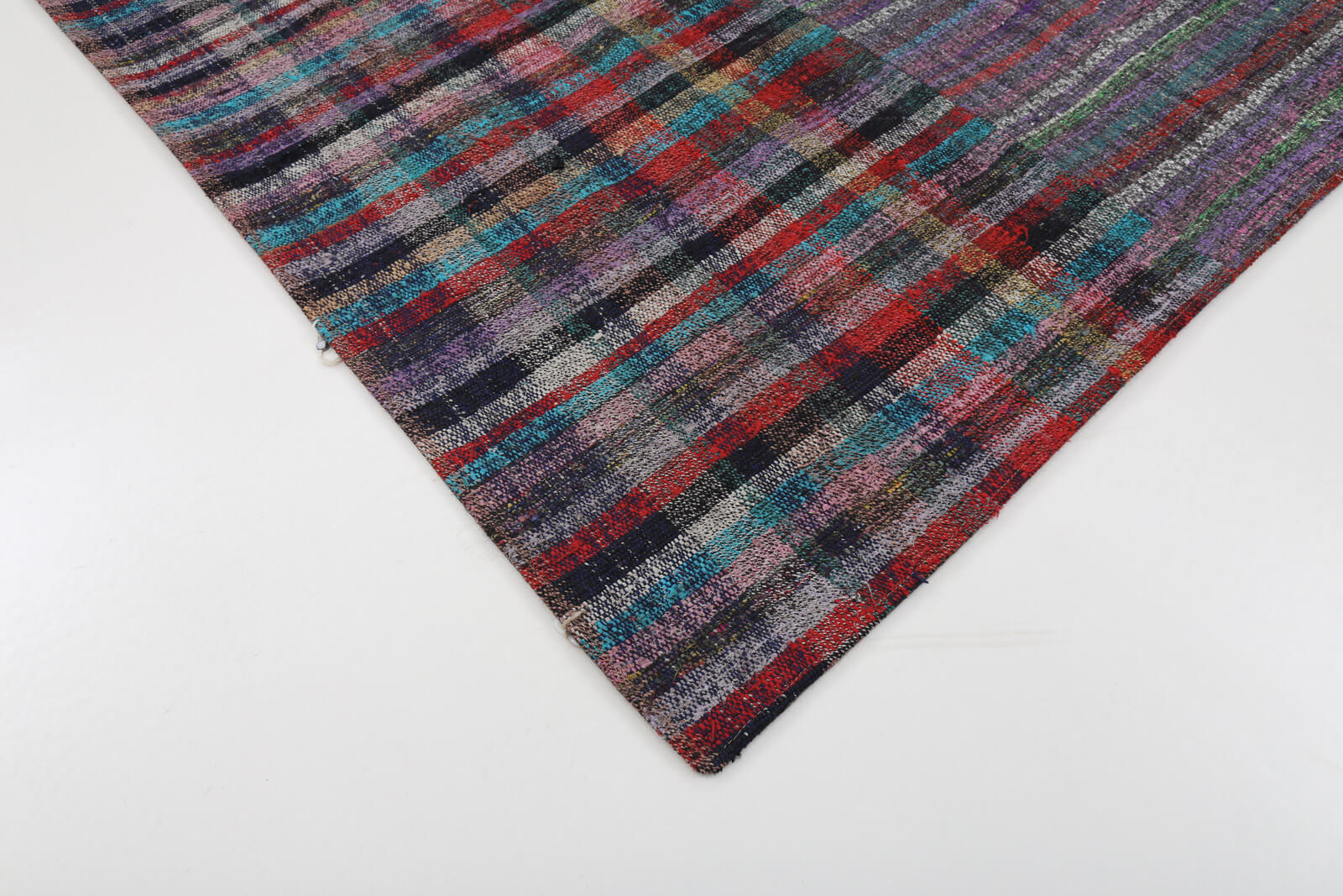 Handmade Patchwork Rug – Purple Patchwork Area Rug 6'9'' x 9'11'' Cotton Wool