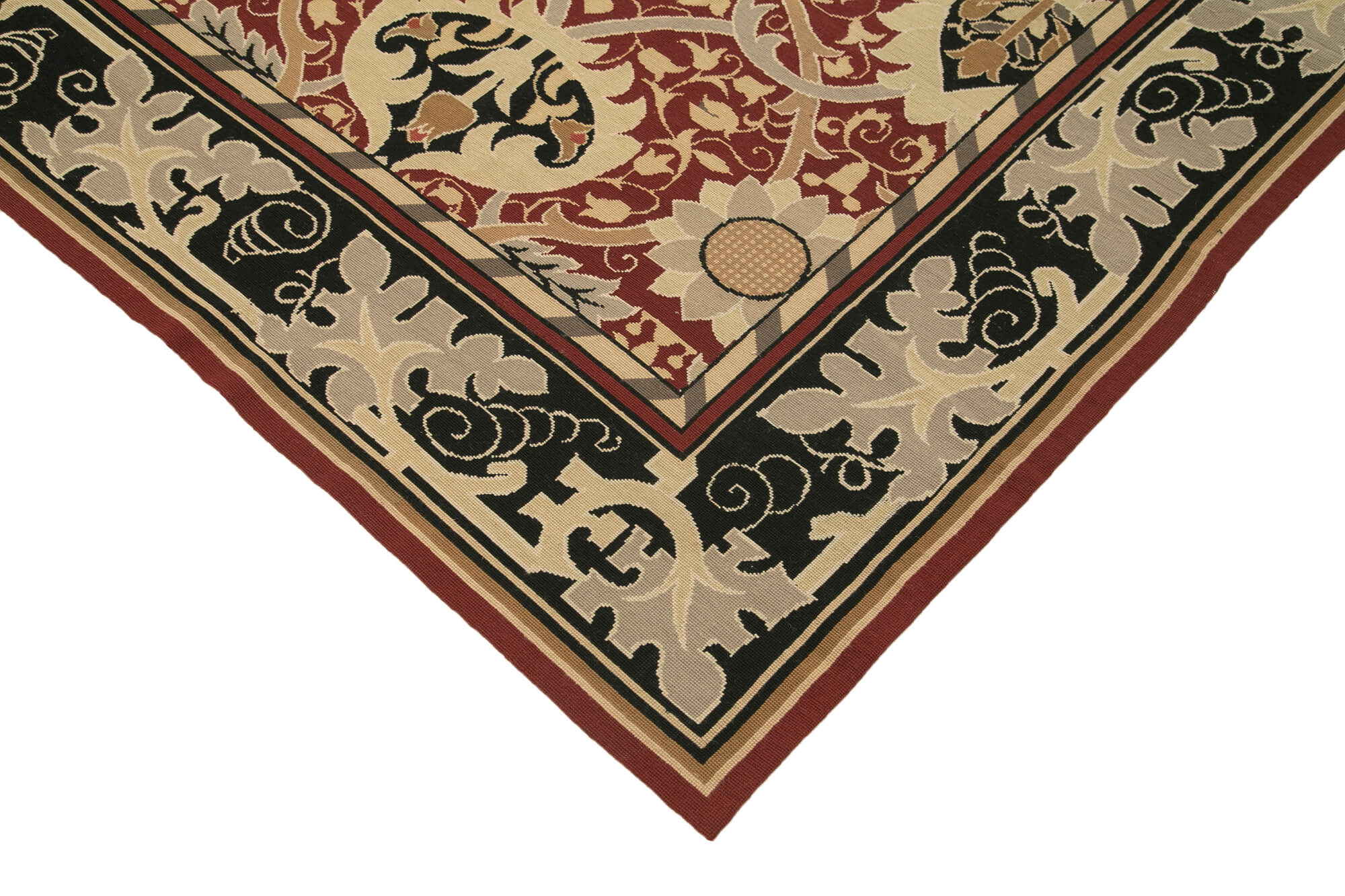 Handmade Wool Area Rug – Red Floral Carpet | Vintage Turkish Floral Rug 9'1"x12'1"