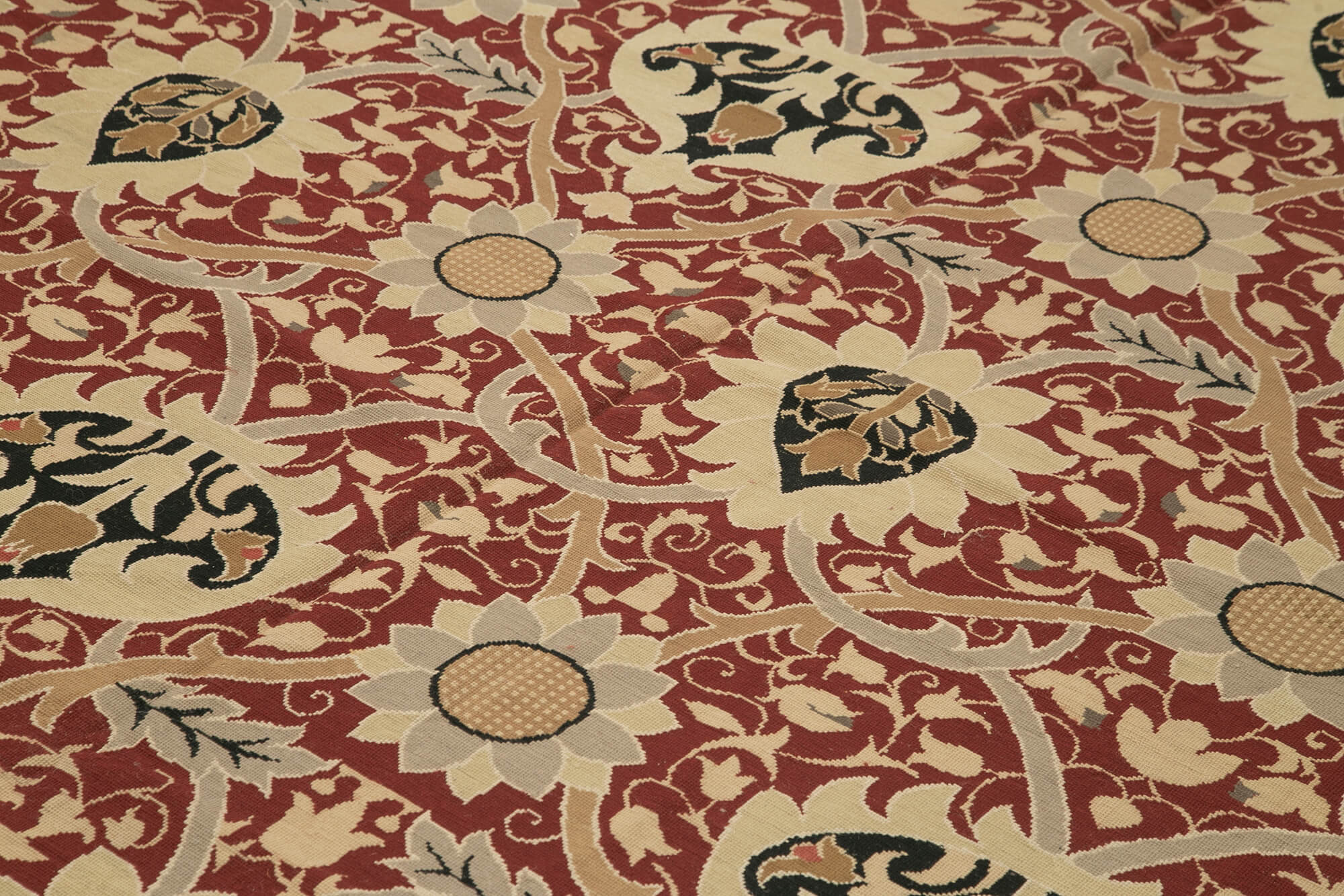 Handmade Wool Area Rug – Red Floral Carpet | Vintage Turkish Floral Rug 9'1"x12'1"