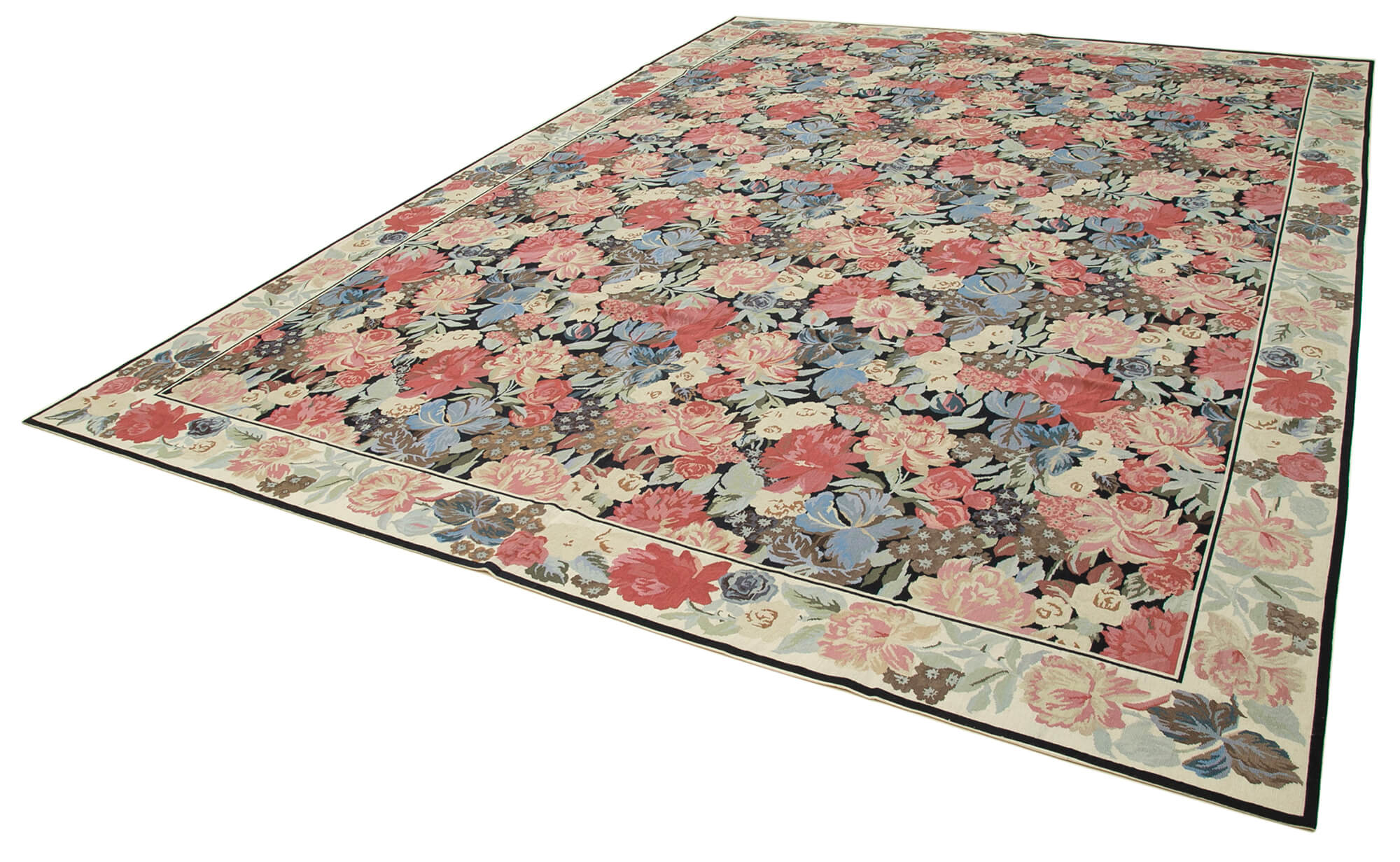 Handmade Floral Area Rug | Turkish Hand Knotted Vintage Wool Carpet, Soft Plush Texture, Durable Natural Fibers