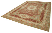 Handmade Area Rug – Classic Floral Design Beige Wool Cotton Carpet 9'6''x13'5''