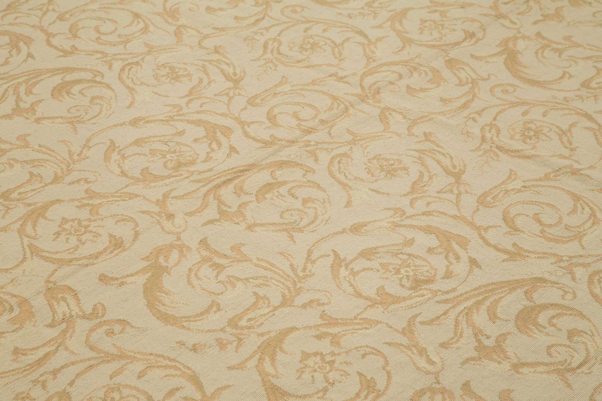 Handmade Wool Area Rug - Beige Floral Carpet, Turkish Wool, Durable Cotton Weave 10'4" x 14'7"