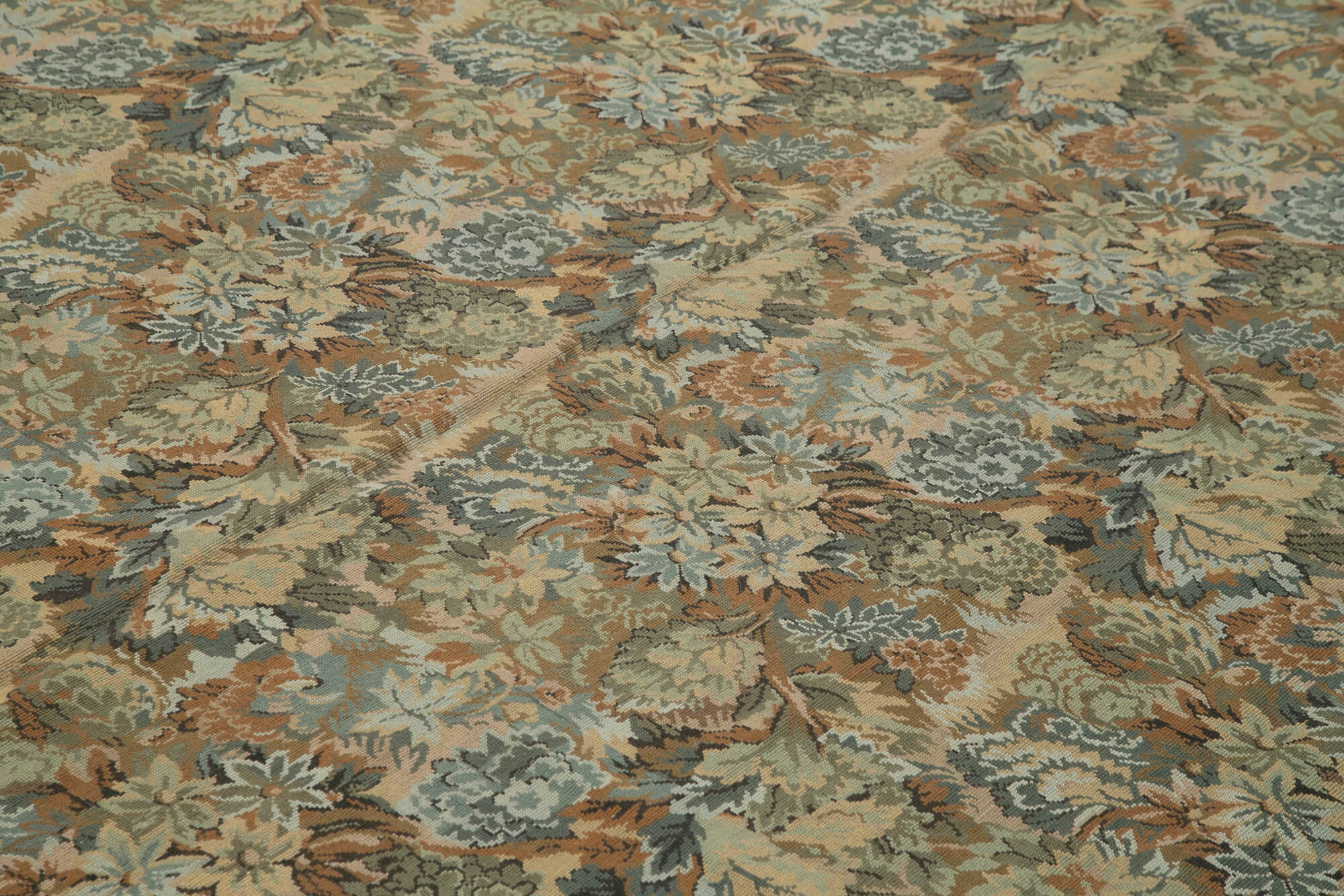 Handmade Area Rug - Beige Wool Rug Floral Design Carpet 9'5'' x 13'5'' by Agacan