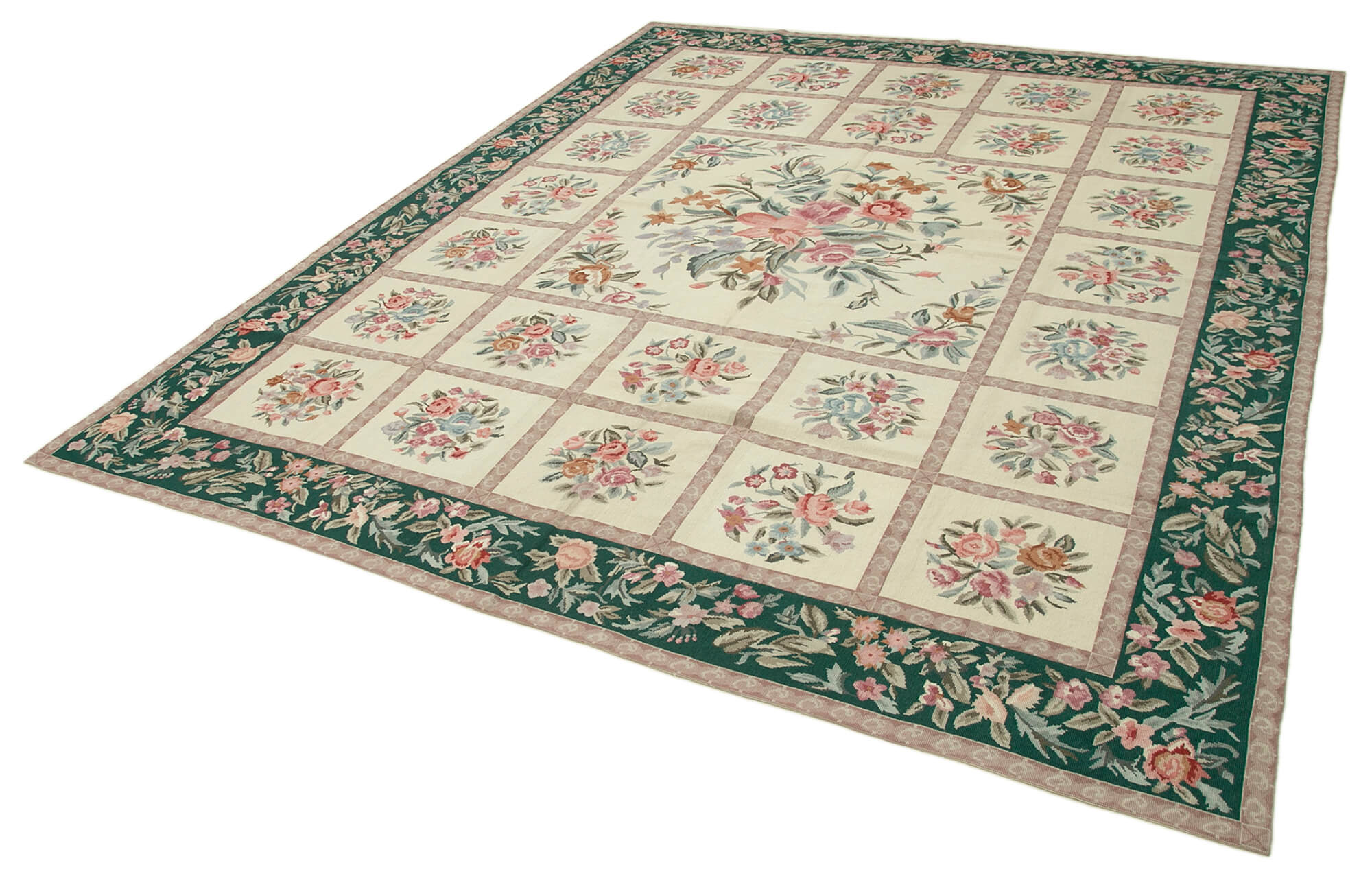Handmade Floral Area Rug | Durable Wool Carpet, Cotton Wool Carpet, Classic Floral Design 7'11''x9'10''