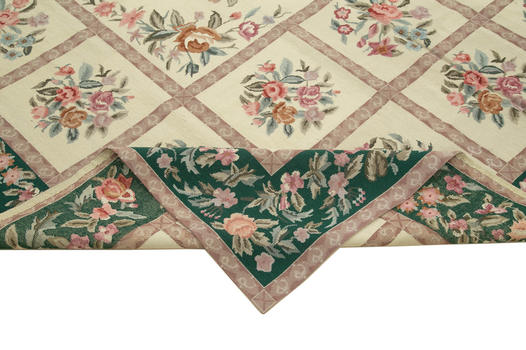 Handmade Floral Area Rug | Durable Wool Carpet, Cotton Wool Carpet, Classic Floral Design 7'11''x9'10''