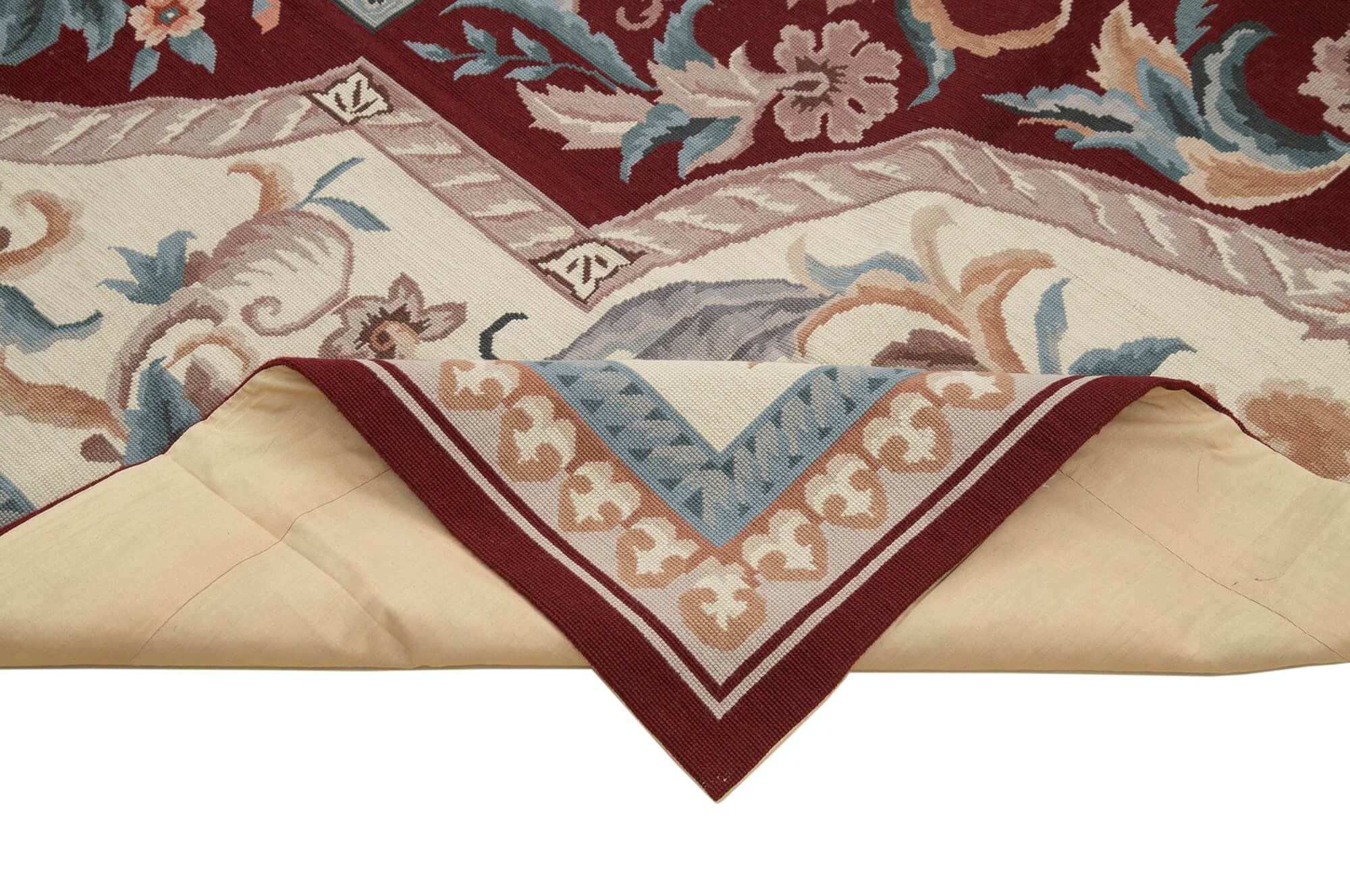 Handmade Floral Area Rug – Beige Floral Carpet | Vintage Wool Rug, Soft Wool Texture