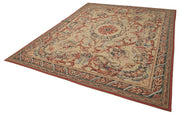 Handmade Area Rug – Vintage Wool Rug Floral Beige Cotton Wool Carpet 7'10''x10'