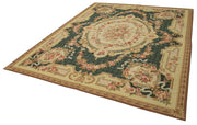 Handmade Floral Area Rug – Beige Floral Rug with Soft Wool Texture & Durable Cotton Weave 7'10''x9'11''
