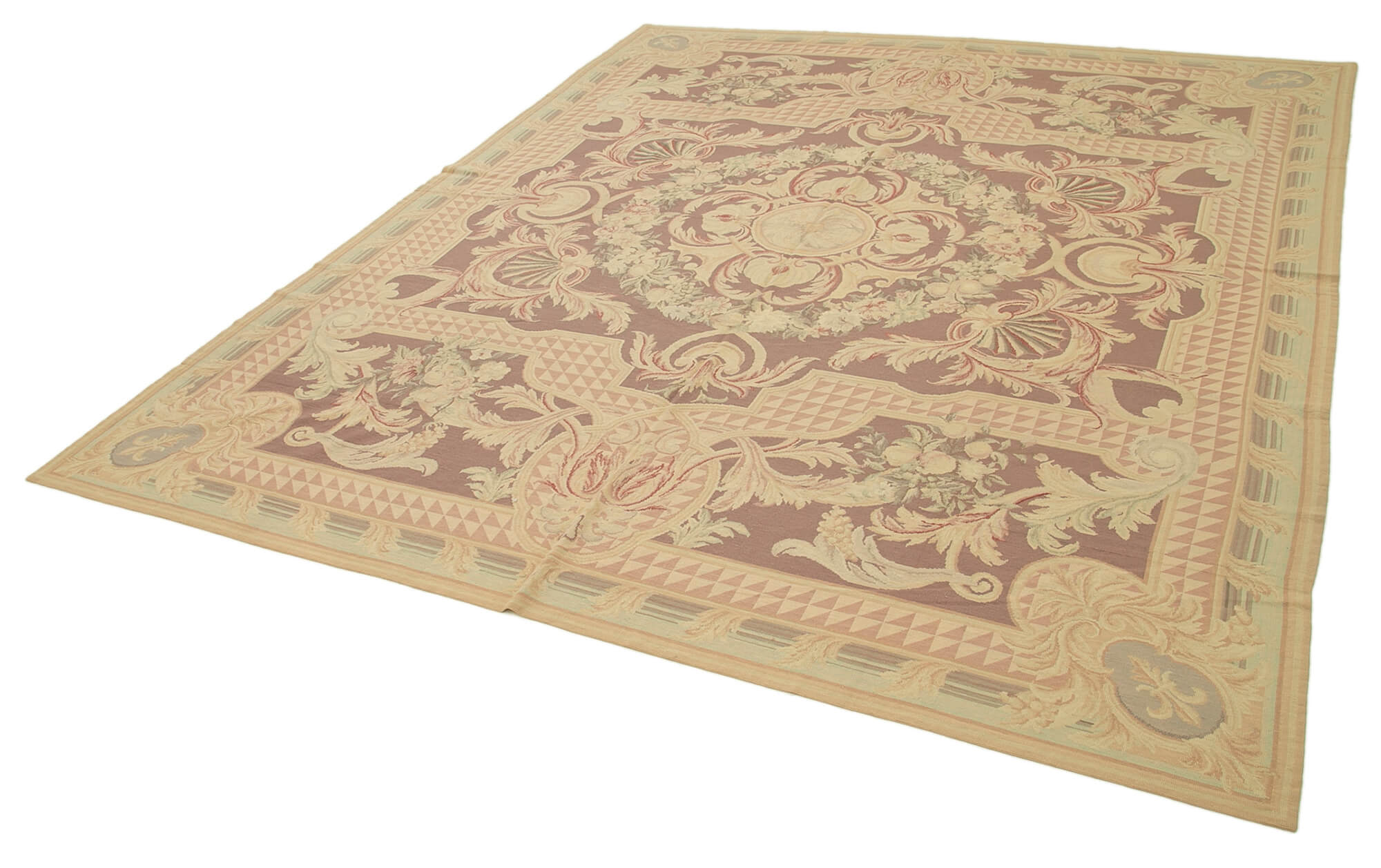 Handmade Floral Area Rug – Vintage Wool Rug With Soft Wool Texture & Durable Cotton Weave 7'10''x9'6''
