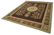 Handmade Area Rug - Vintage Wool Rug Cotton Wool Carpet 8'x10' Beige Floral Design