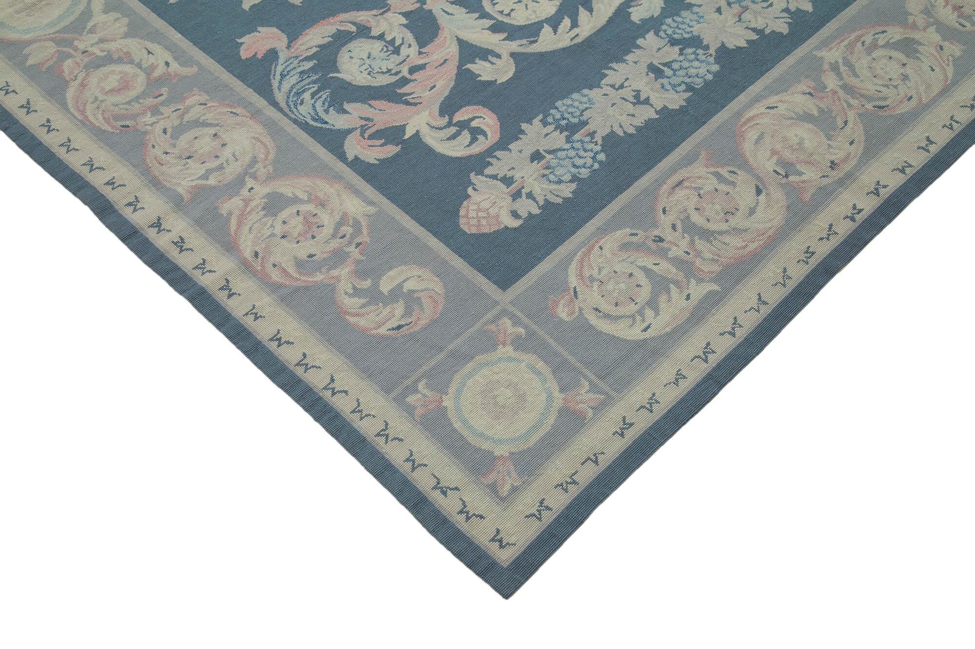 Handmade Floral Area Rug – Vintage Wool Rug with Purple Floral Pattern, 7'9''x10'8''