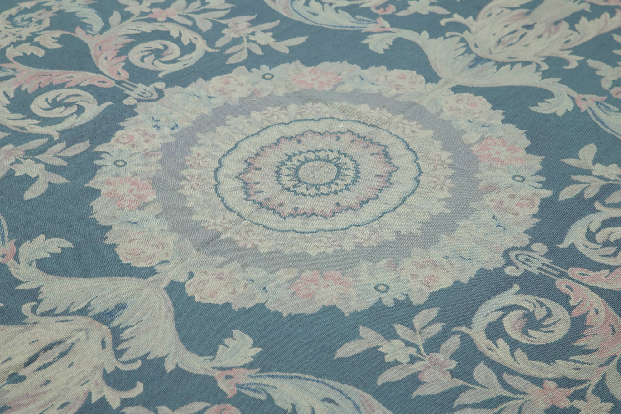 Handmade Floral Area Rug – Vintage Wool Rug with Purple Floral Pattern, 7'9''x10'8''
