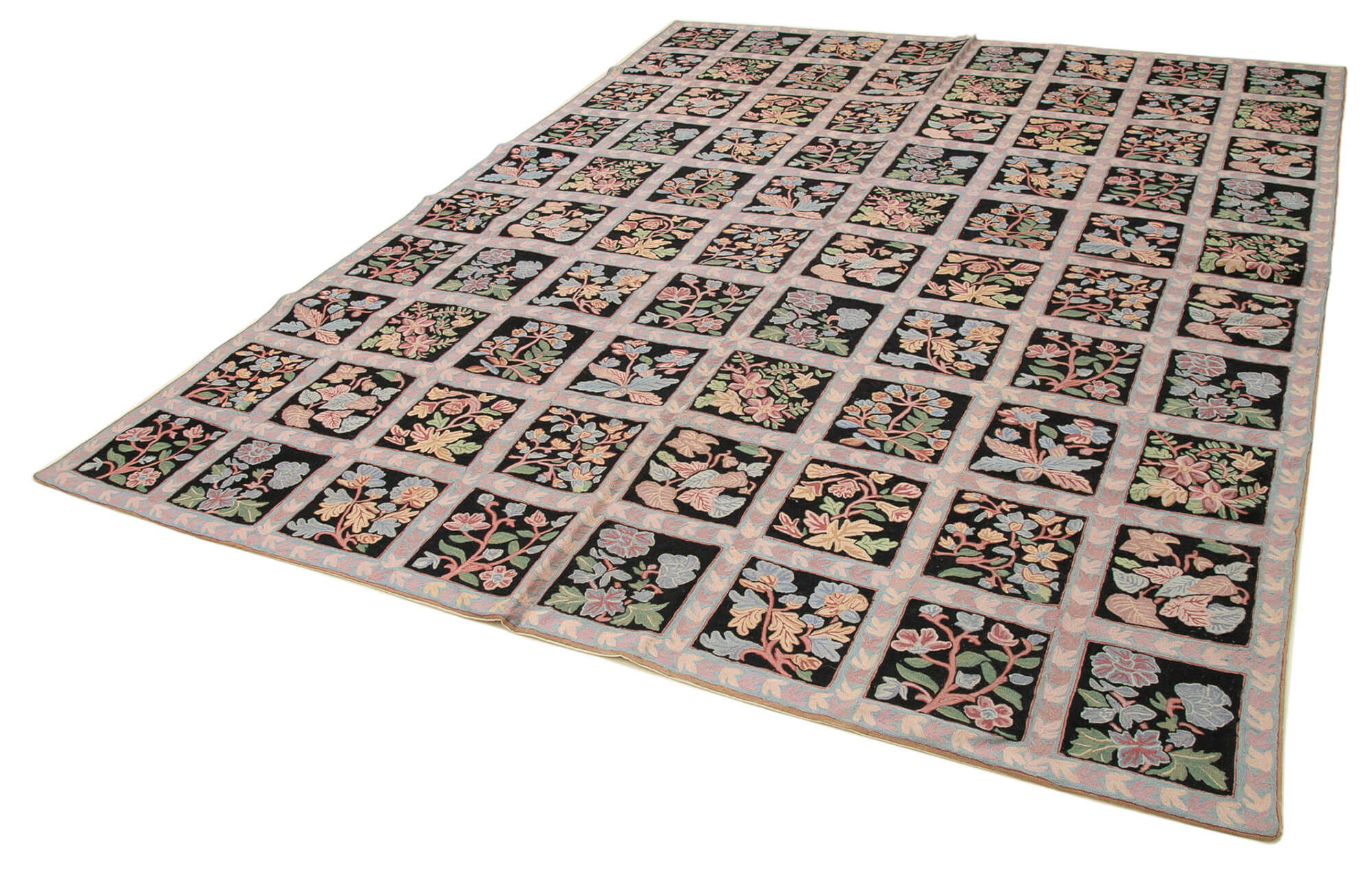 Handmade Floral Area Rug – Purple Floral Rug | Hand Woven Cotton Wool Carpet 7'7''x9'10''