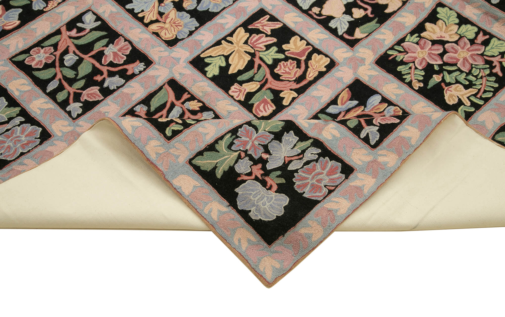 Handmade Floral Area Rug – Purple Floral Rug | Hand Woven Cotton Wool Carpet 7'7''x9'10''