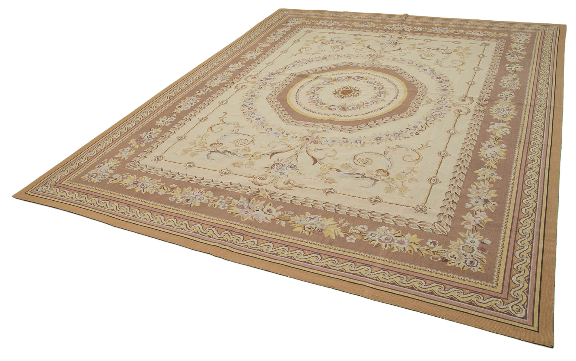 Handmade Floral Area Rug – Vintage Wool Rug With Soft Wool Texture & Durable Cotton Weave 8'1''x9'11''