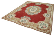 Handmade Area Rug – Vintage Wool Rug Cotton Wool Carpet 8'x10' Floral Beige Design