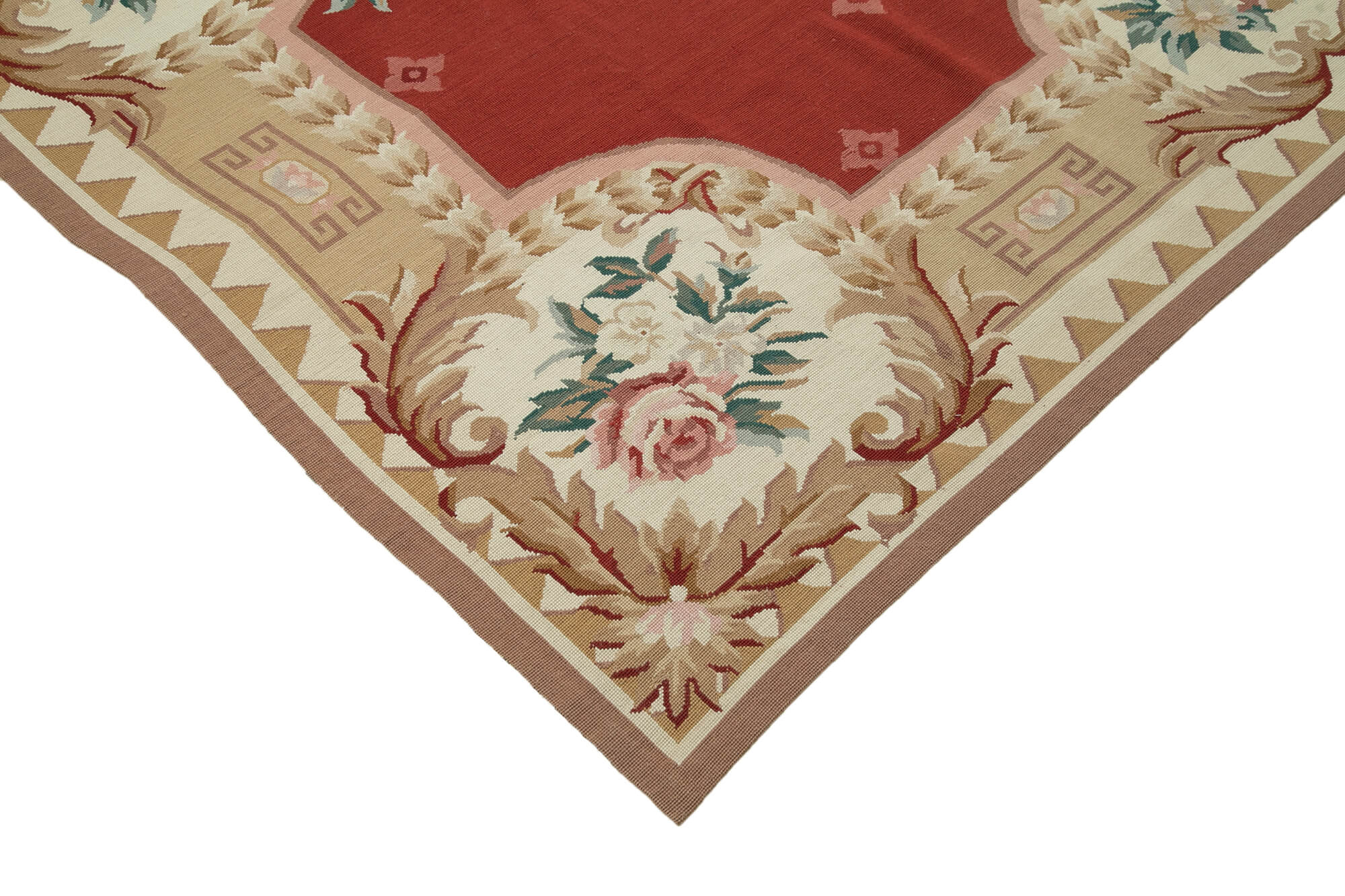 Handmade Area Rug – Vintage Wool Rug Cotton Wool Carpet 8'x10' Floral Beige Design