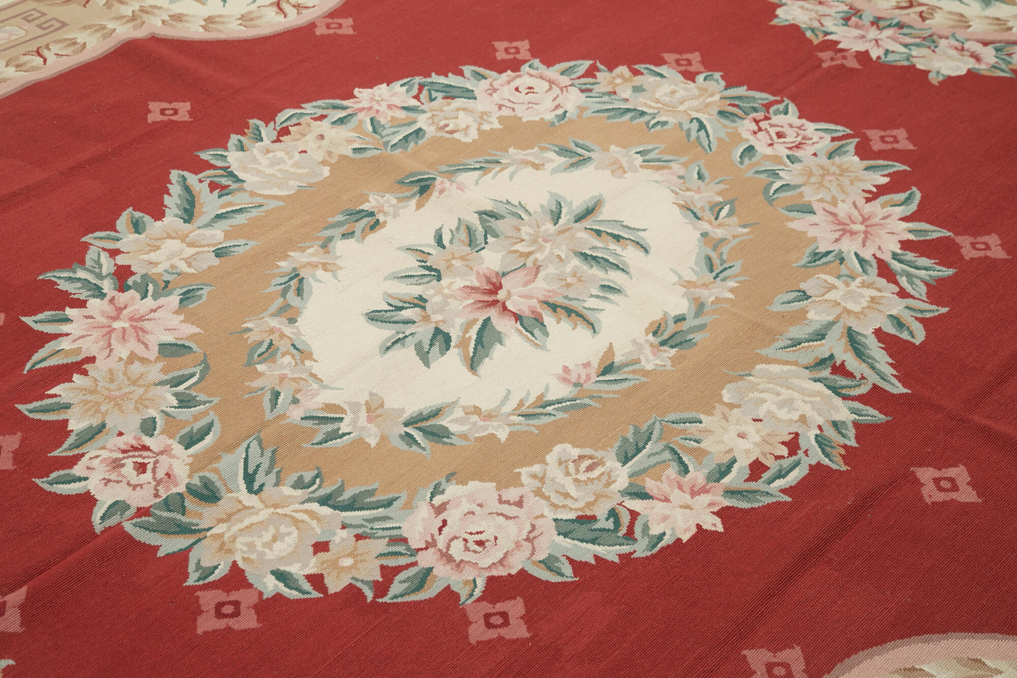 Handmade Area Rug – Vintage Wool Rug Cotton Wool Carpet 8'x10' Floral Beige Design