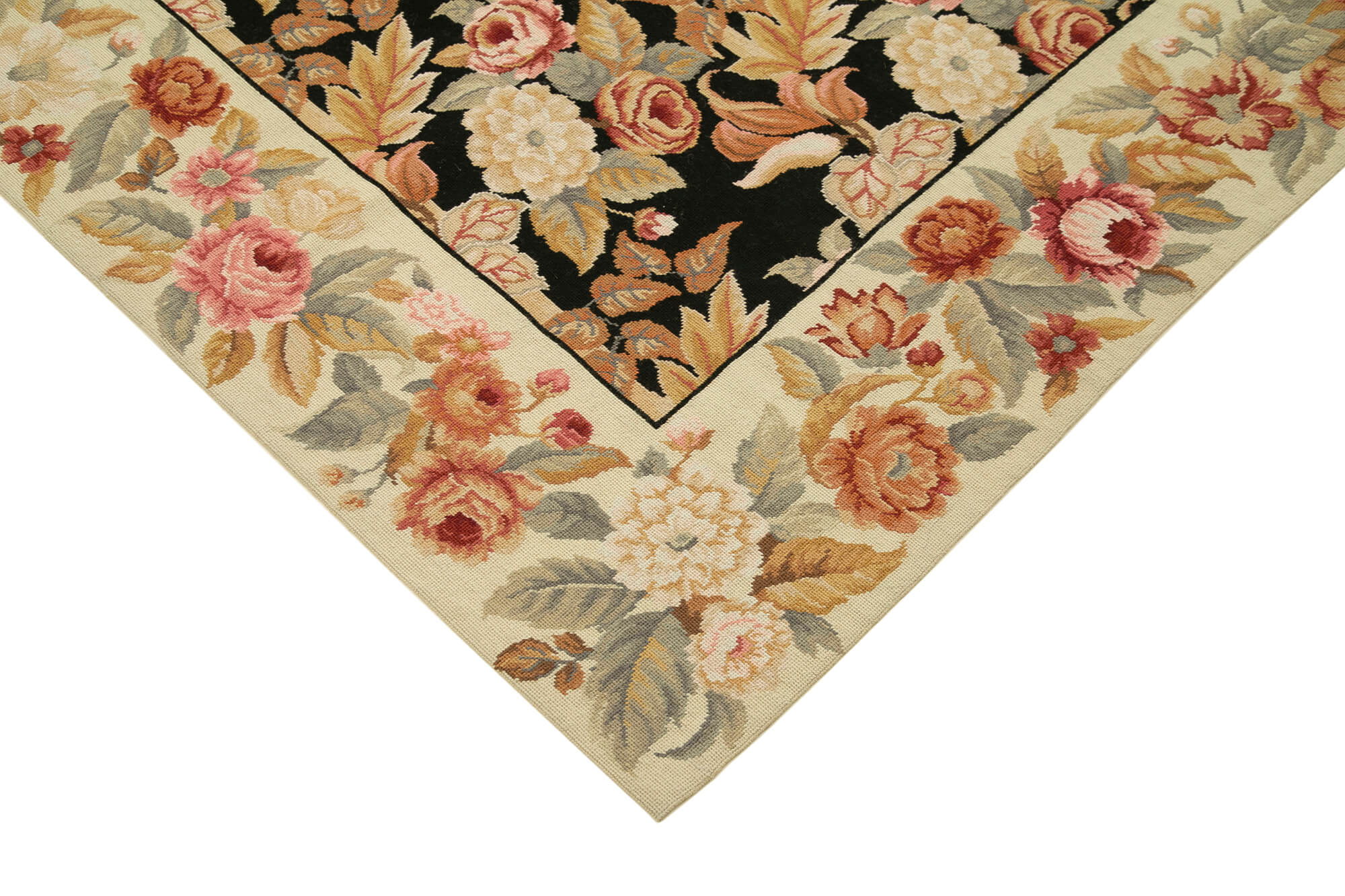 Handmade Area Rug - Vintage Wool Rug Floral Beige Cotton Wool Carpet 8'x10'