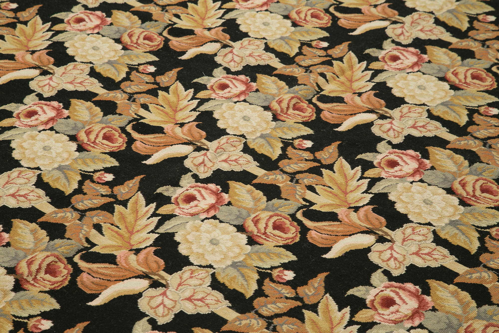 Handmade Area Rug - Vintage Wool Rug Floral Beige Cotton Wool Carpet 8'x10'