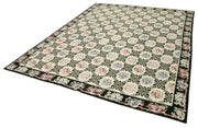 Handmade Floral Area Rug – Beige Cotton Wool Carpet | Turkish Hand Knotted Vintage Wool Rug