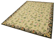 Handmade Wool Area Rug – Beige Floral Design, Soft Cotton Wool Carpet 6'0''x8'10''