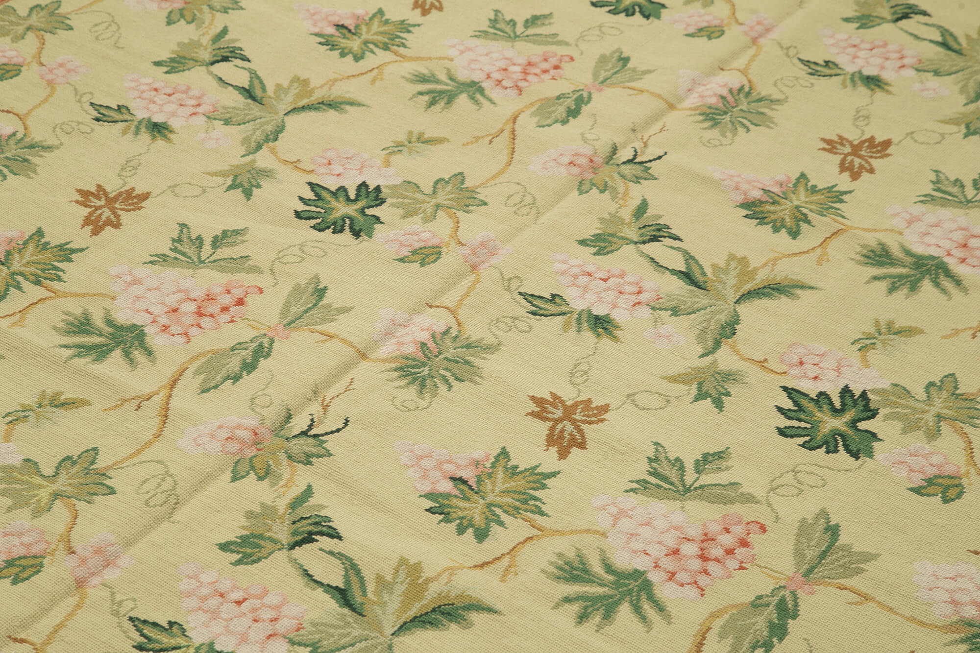 Handmade Wool Area Rug – Beige Floral Design, Soft Cotton Wool Carpet 6'0''x8'10''